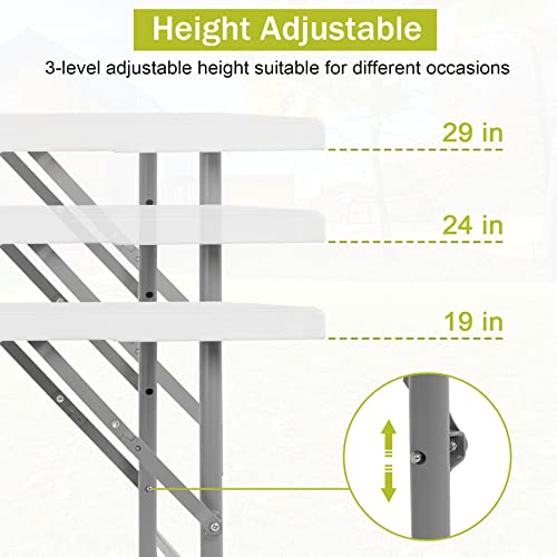 Folding Table 6ft Portable Outdoor Picnic Dining Table with Carrying Handle, White E577