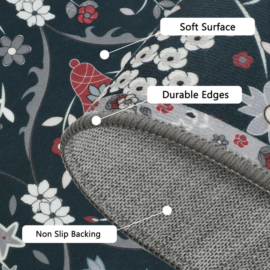 Moroccan Trellis Kitchen Rug Set of 3 Non Slip Floral Floor Mats E884889