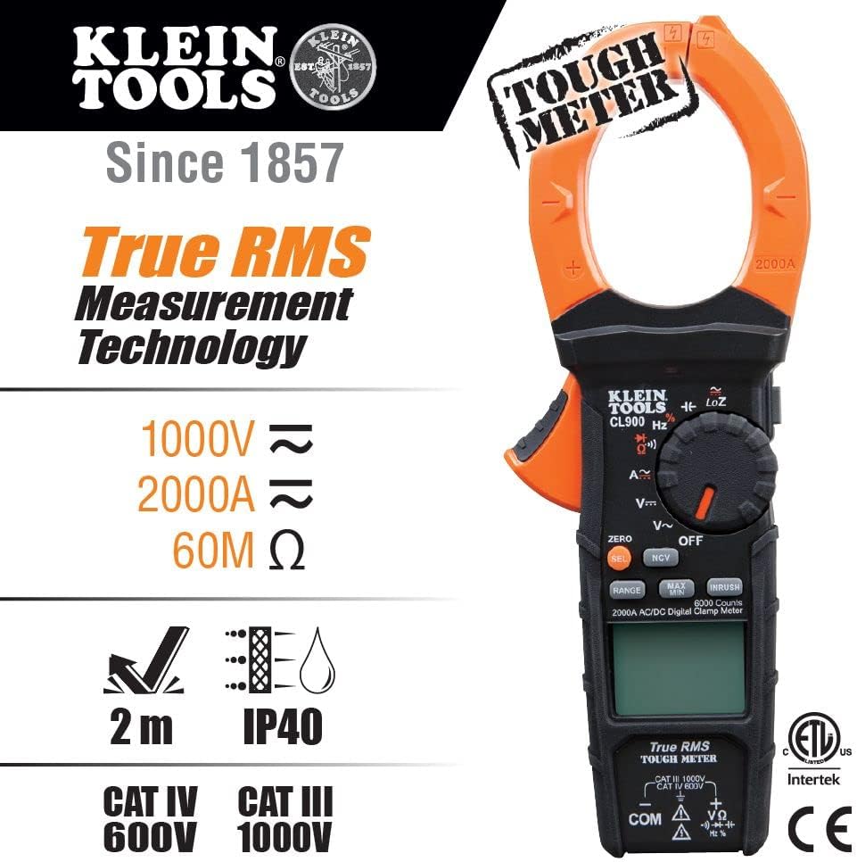 Digital Clamp Meter, Auto Ranging TRMS, AC/DC Voltage and Current, 2000A P6114