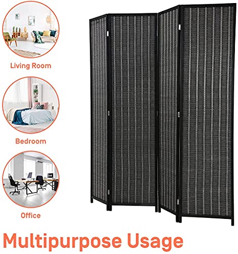Folding Room Divider 6 Panel Privacy Screen, Black V20285