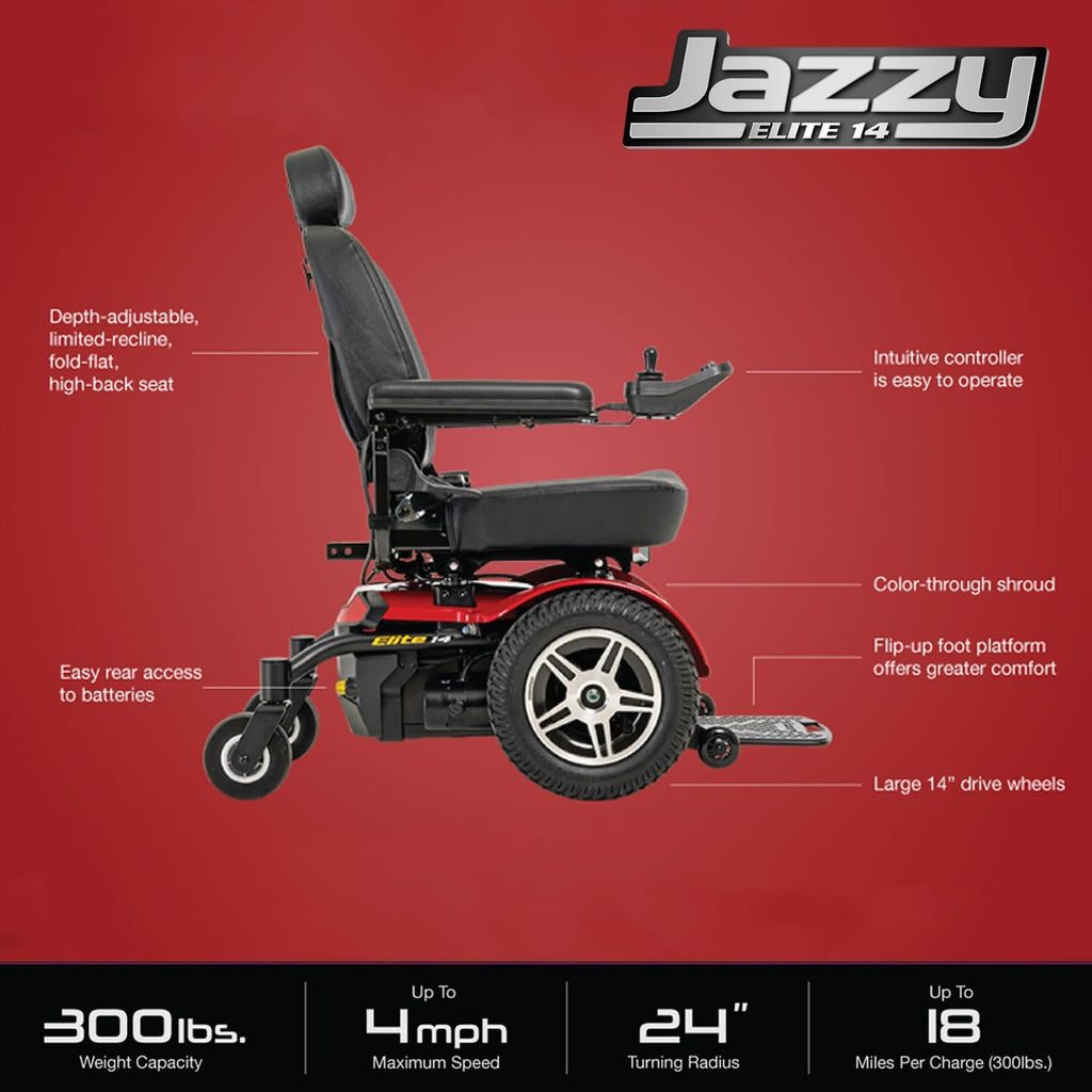 Power Chair for Adults, Red, Front Wheel Drive, 300 lbs Capacity Y122482