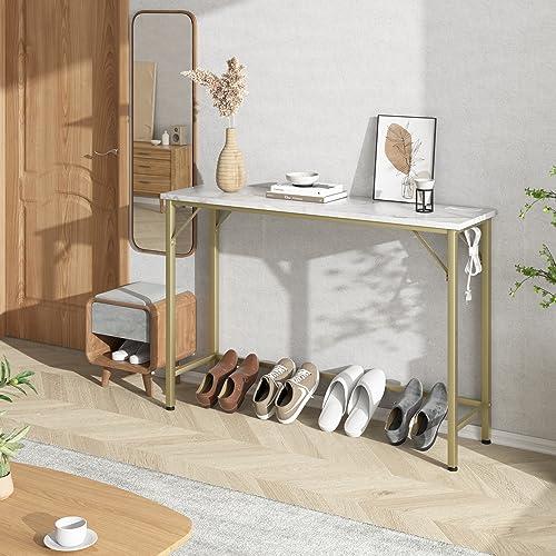 Narrow Console Table with Outlets for Living Room, Entryway, Hallway A936