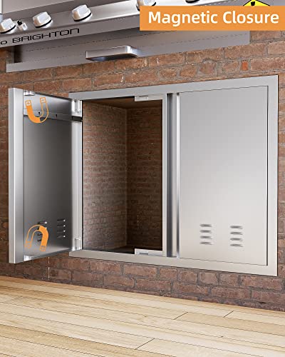 Stainless Steel Outdoor Kitchen Access Door, 20" H x 14" W, Recessed Handle C4966