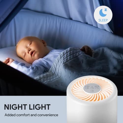 H13 True HEPA Air Purifier for Bedroom with Night Light, 2 Pack T103
