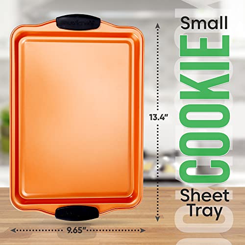 Nonstick Small Cookie Baking Sheet with Silicone Handles, Dishwasher Safe U825