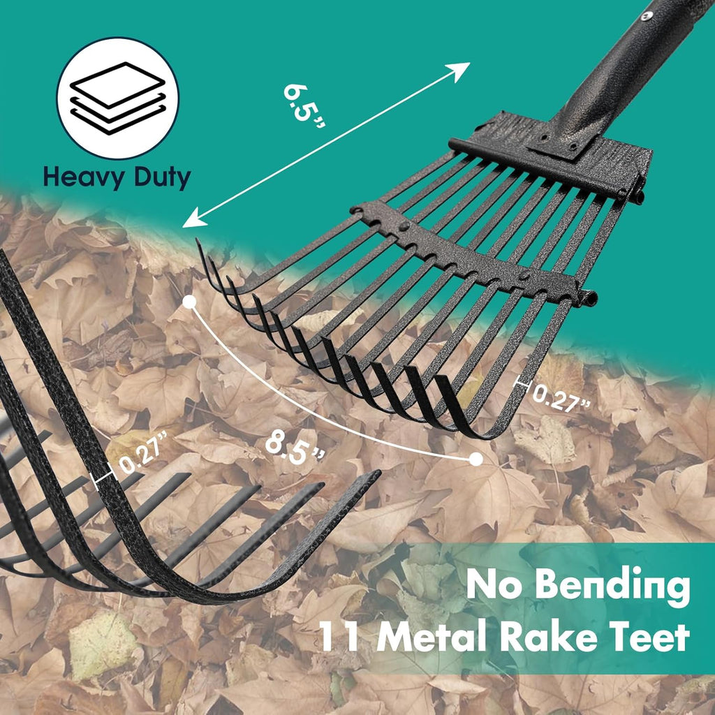 Metal Garden Rake with 60 Inch Handle for Leaves O221192