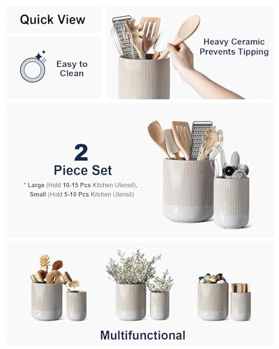 Ceramic Utensil Holder for Countertop, Set of 2 U5049