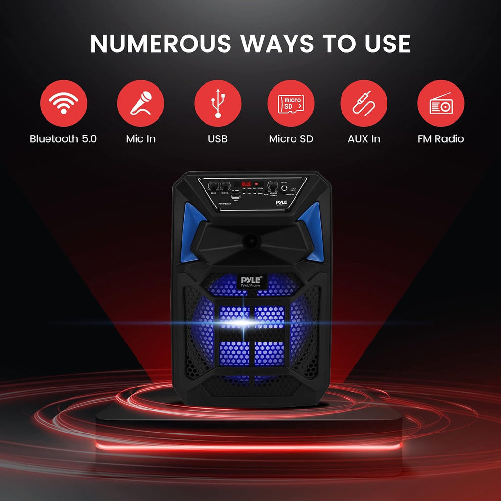 Portable Bluetooth PA Speaker System with Microphone, Party Lights, MP3/USB/SD, FM Radio, Rolling Wheels M5624
