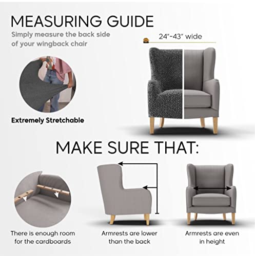Wingback Chair Slipcover - High Back Armchair Cover - Stretch Furniture Protector - Blue R753