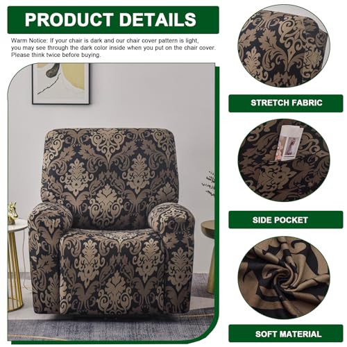 Recliner Slipcovers with Arms, 4-Piece Non-Slip Chair Cover with Storage Pockets F712