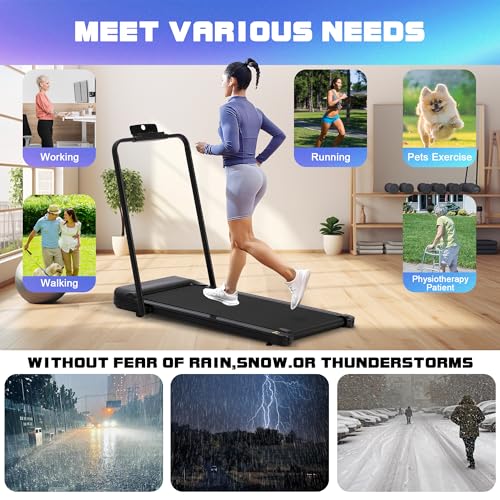 Under Desk Walking Pad Treadmill, 3 in 1 Portable Mini Treadmill for Home and Office, 265 lb Capacity with Remote Control and LED Display Z686