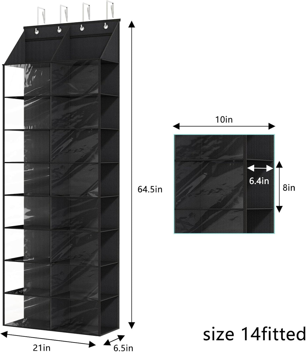 Over the Door Shoe Rack for 16 Pairs, Dustproof Hanging Organizer M124