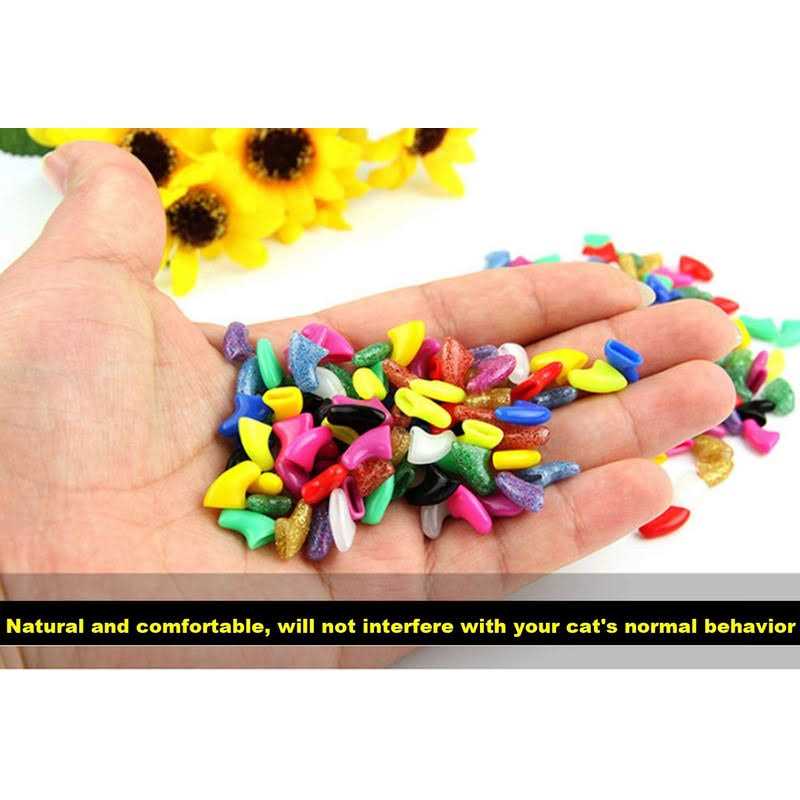 Cat Nail Caps Soft Claws Covers with Glue and Applicators Medium Y395