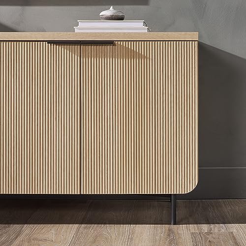 Scandinavian Grooved 4-Door Sideboard, 69 Inch, Black F832745