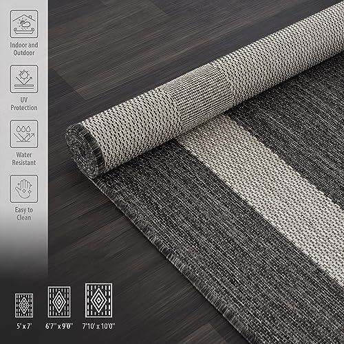 Outdoor Rug 9x12 Medallion Beige White L963