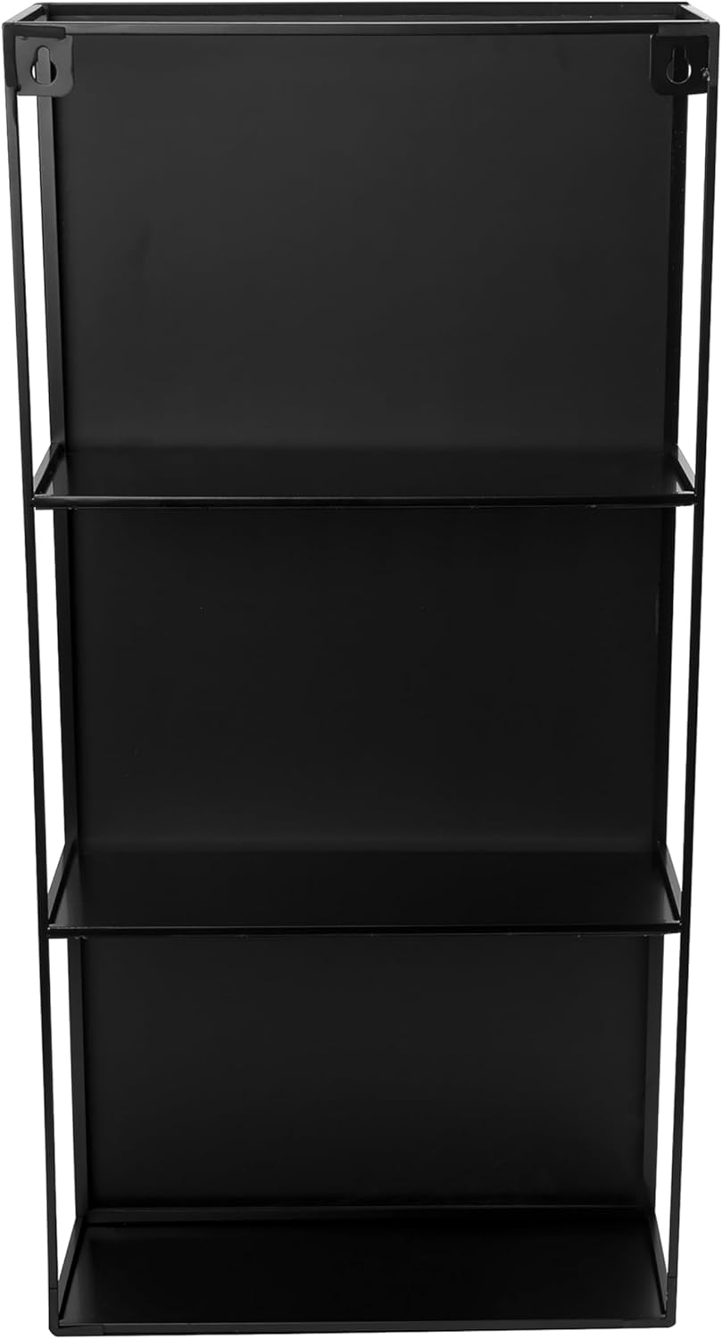 Black Metal Bathroom Mirror Storage Cabinet with 3 Shelves G8110