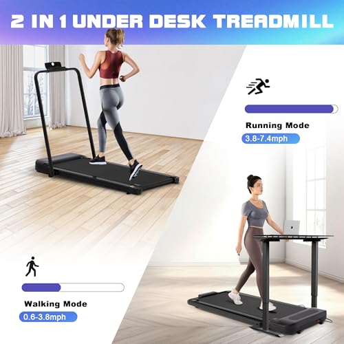Under Desk Walking Pad Treadmill, 3 in 1 Portable Mini Treadmill for Home and Office, 265 lb Capacity with Remote Control and LED Display Z686