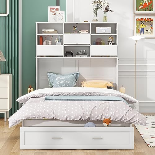 Queen Size Murphy Bed with Bookcase and Drawer C763252