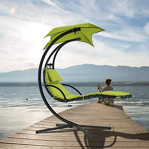 Hammock Chair with Canopy Umbrella and Pillow for Outdoor Patio P610587