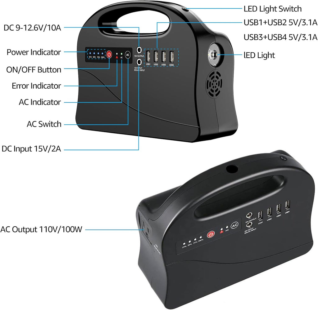 Portable Power Station 120Wh with 40W Solar Panel and Carrying Case D238