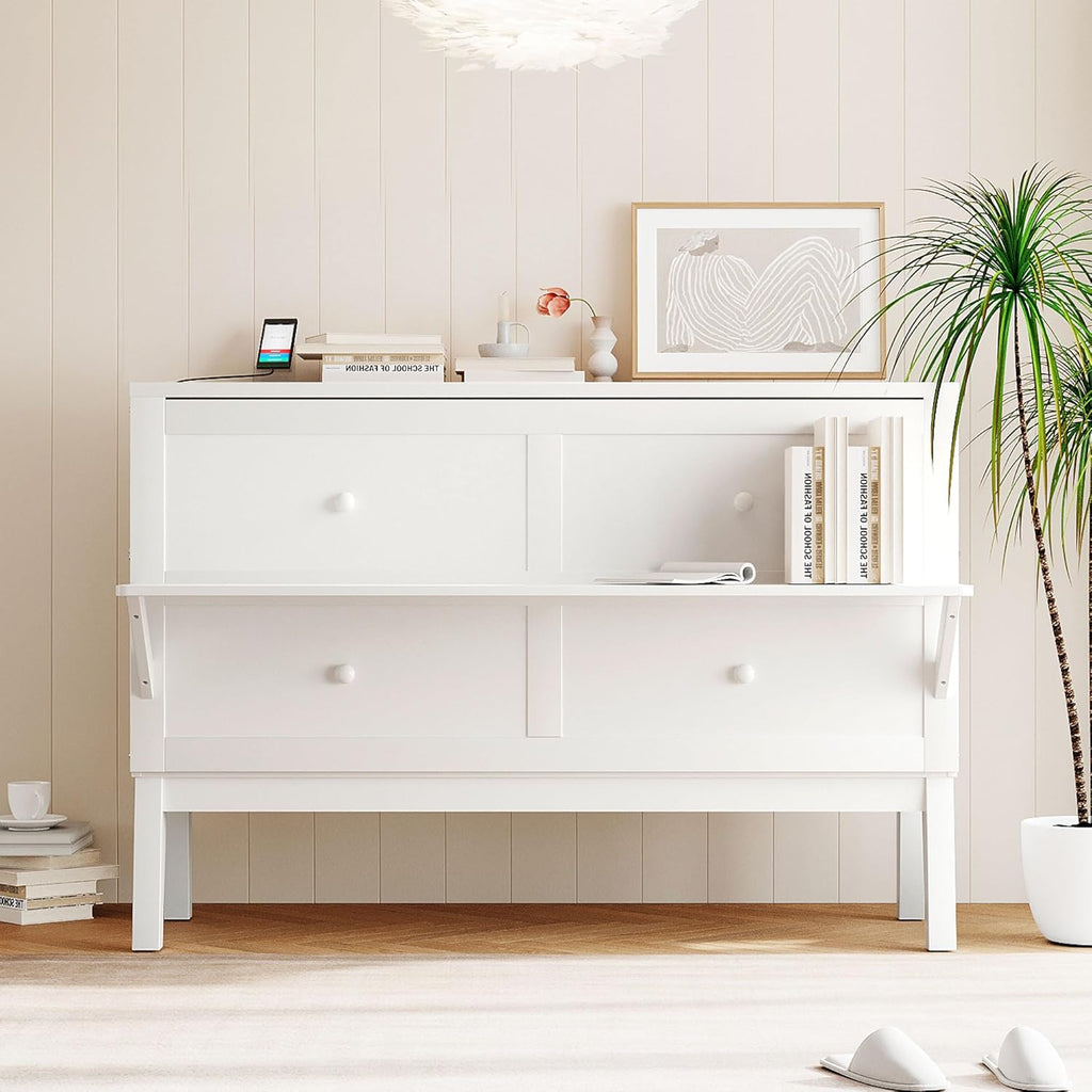 Queen Murphy Bed with Desk, Shelves, and Charging Station B221925
