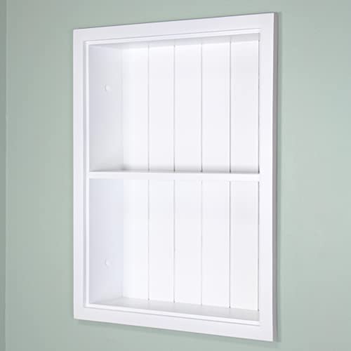 Recessed Wall Niche Medicine Cabinet Replacement with Shelf, White Beadboard Back C58703