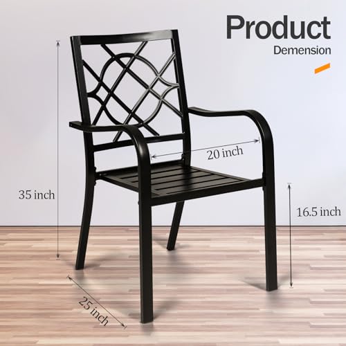 Outdoor Wrought Iron Patio Dining Furniture Set with 4 Stackable Chairs and Steel Table Q485