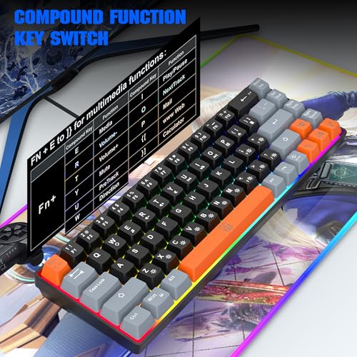 Gaming Keyboard, Compact RGB Backlit, 68 Keys I366674