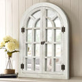 Arched Wall Mirror -Window Mirrors for Wall Decor Wood Frame Farmhouse Decor Like Window for Bedroom, Living Room, Entrance, Dining Room