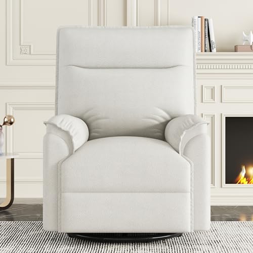 Swivel Rocker Recliner Chair with Adjustable Backrest, Beige B550879