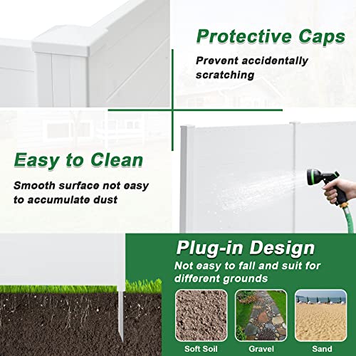 Outdoor Privacy Screen 2 Panels, 48"W x 49"H, Freestanding Fence with Iron Stakes, White W835
