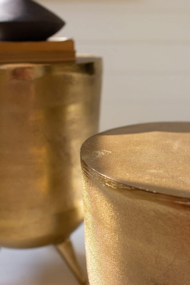 Antique Brass Aluminum Drum Tables, 19-inch Height, Set of 2 I17308