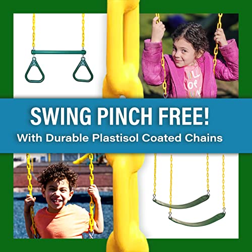 Solid Cedar Wood Swing Set with Clubhouse, Rock Wall and Slide A6348