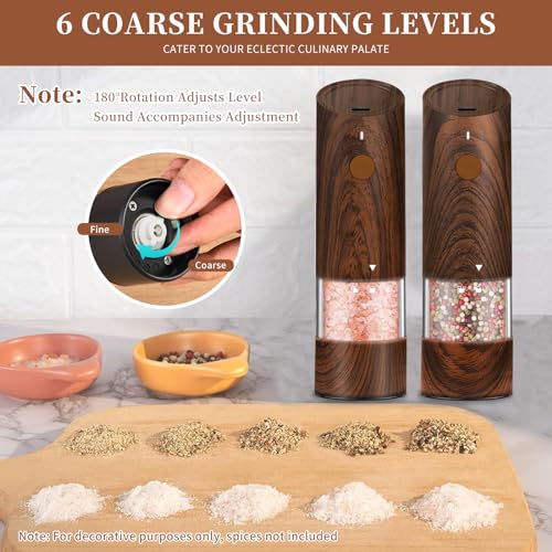Electric Salt and Pepper Grinder Set, Adjustable Coarseness, Rechargeable, 2 Pack A38464