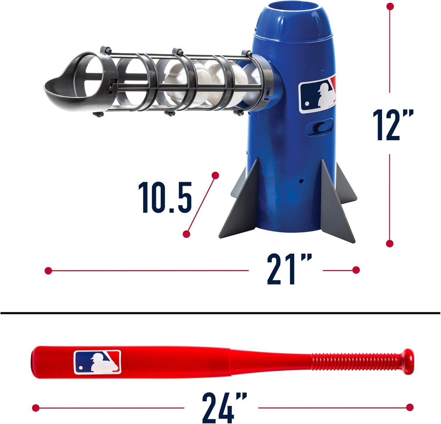 Kids Pitching Machine Baseball Trainer with 5 Plastic Balls and Bat O9713