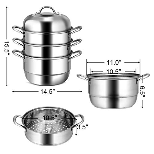 4-Tier Stainless Steel Steamer Pot with Glass Lid I1113