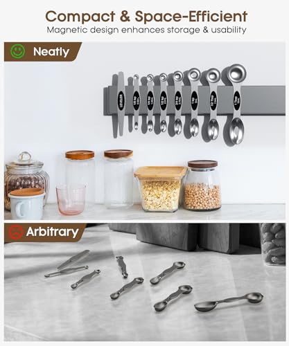 Magnetic Measuring Cups and Spoons Set, 304 Stainless Steel, 15 Pieces X86452