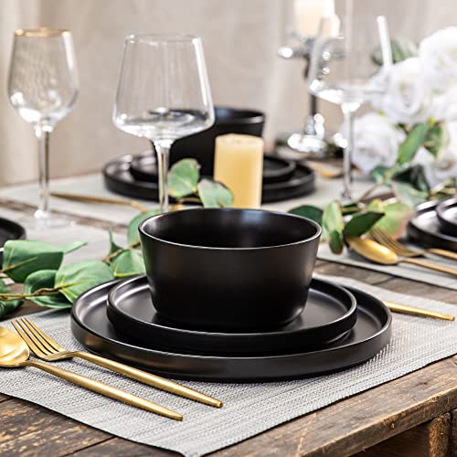 Ceramic Dinner Plates Set of 6, 10 Inch Matte Stoneware, Microwave and Dishwasher Safe L308327
