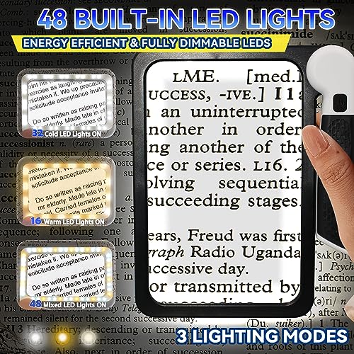 Magnifying Glass with Light, Folding Handheld 3X LED for Reading O568337