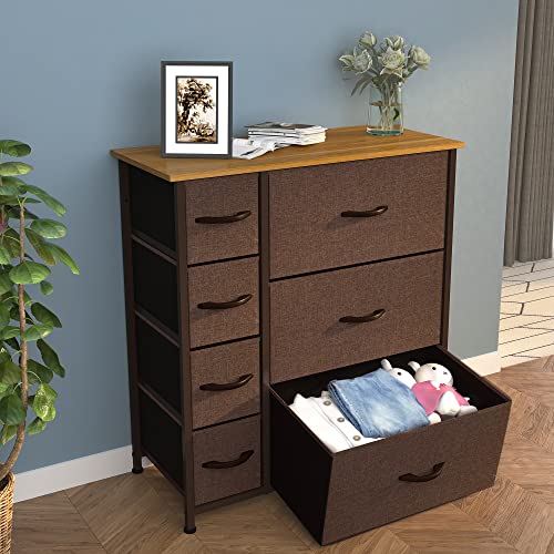 Dresser with 7 Drawers & Fabric Storage Tower for Bedroom, Living Room, Hallway N4314
