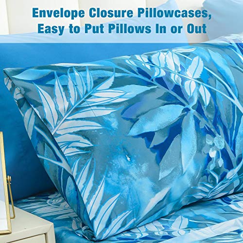 Mint Green Floral Printed Sheet Set Queen Size 6 Piece, Soft Microfiber Bed Sheets Extra Deep Pocket K72854