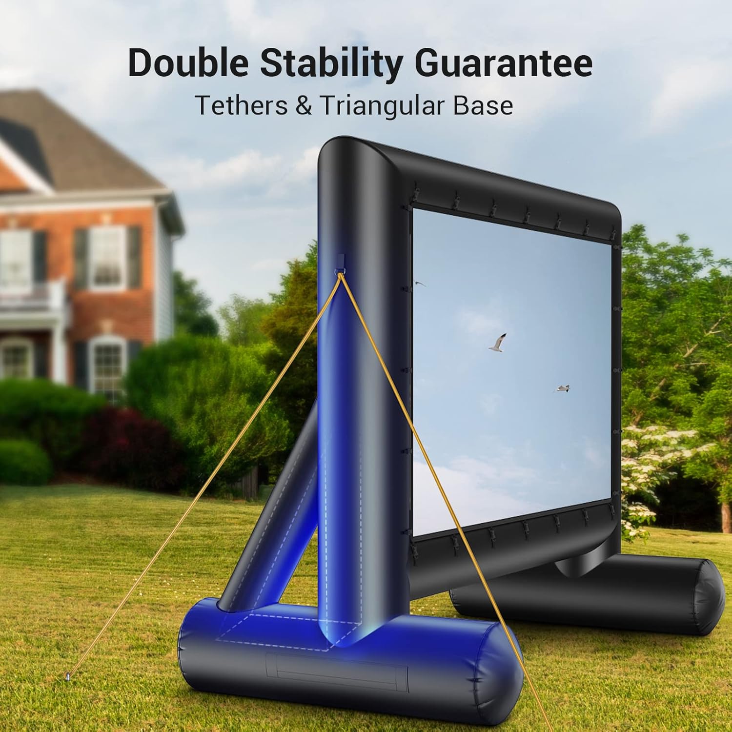 14 ft Outdoor Inflatable Movie Screen with Low-Noise Air Blower, Front Rear Projection for Backyard Home Theater E537