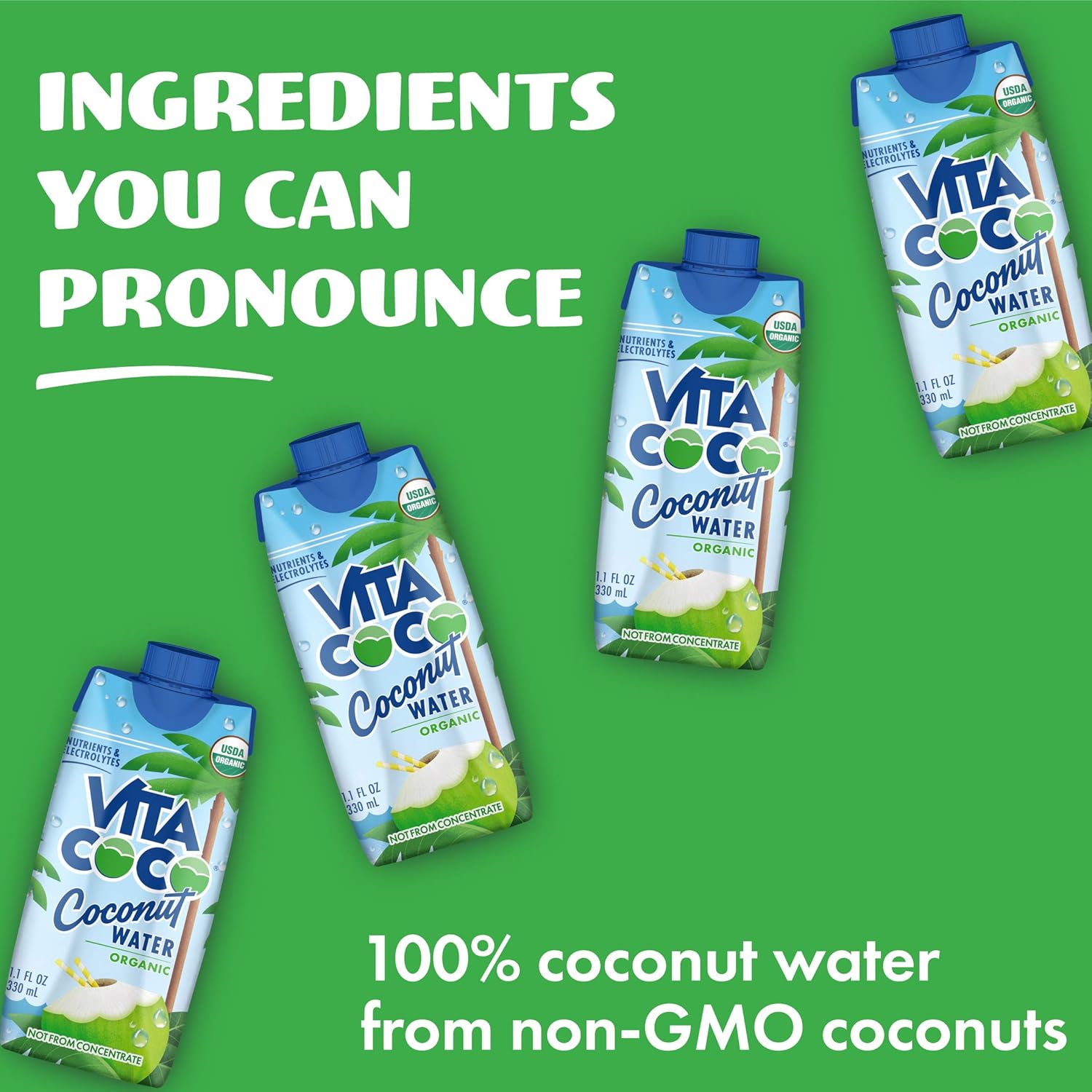 Organic Coconut Water, Natural Electrolytes, 12-Pack H81242