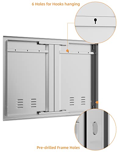 Stainless Steel Outdoor Kitchen Access Door, 20" H x 14" W, Recessed Handle C4966