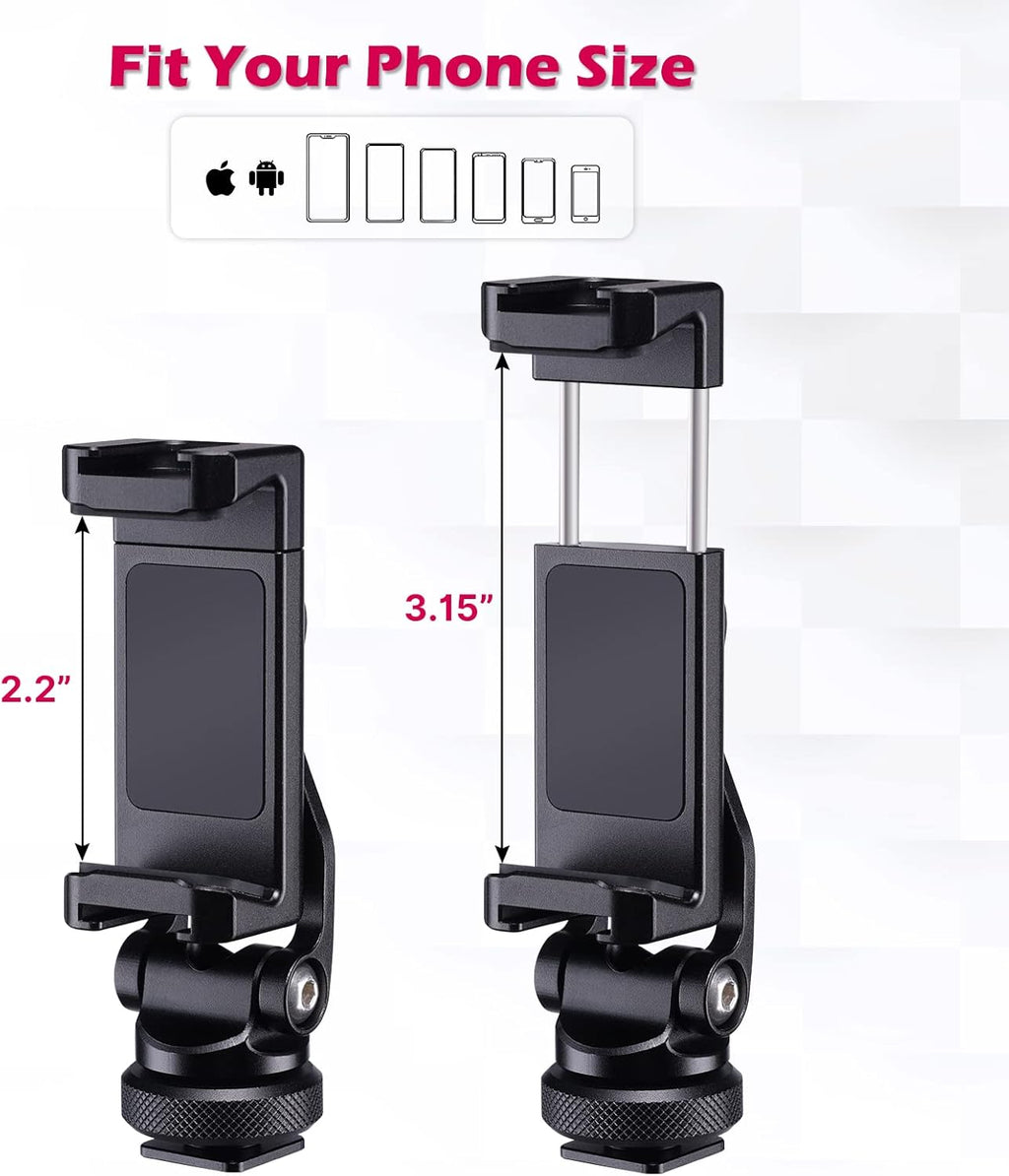 Metal Phone Tripod Mount, 360° Smartphone Adapter with Cold Shoe Mount Y78407