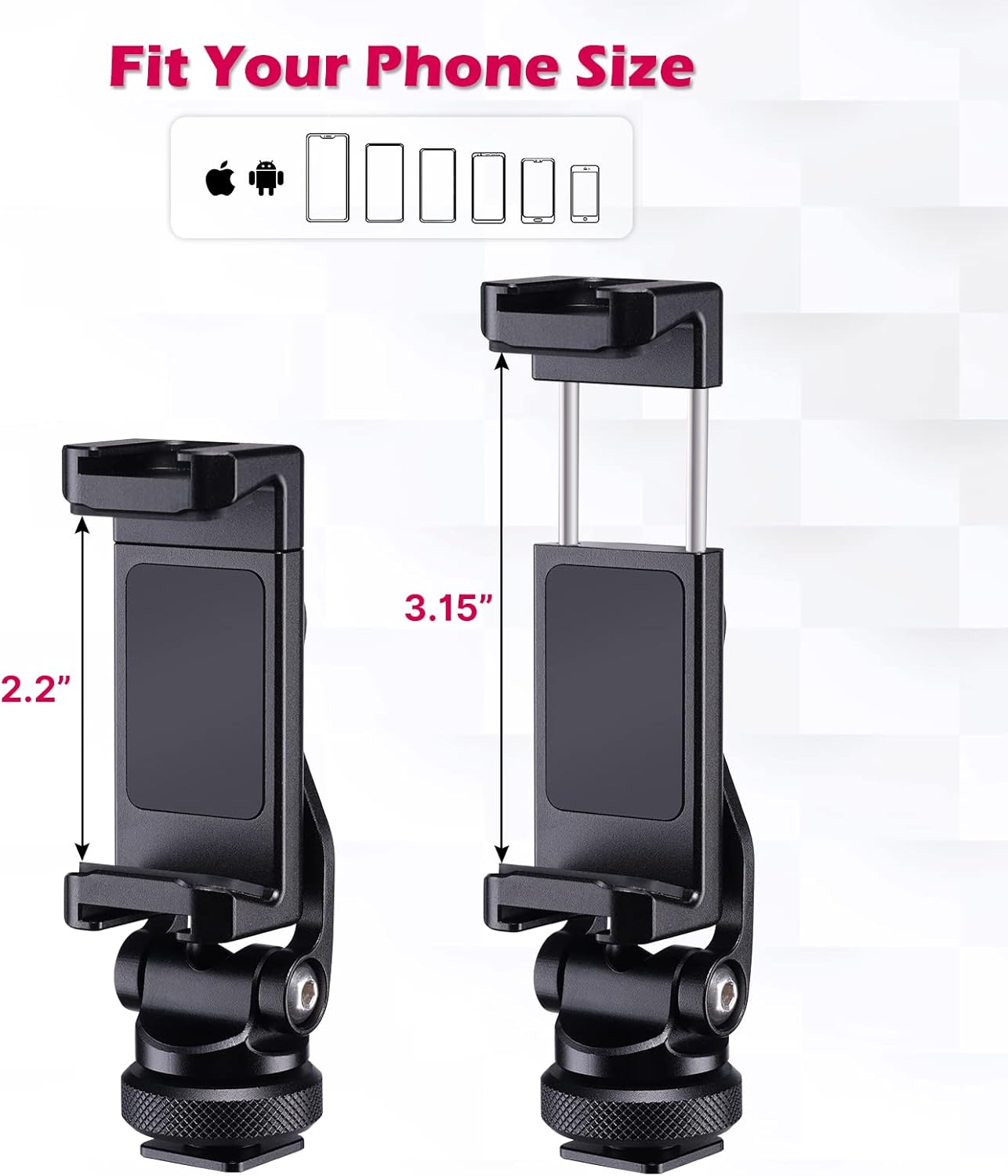 Metal Phone Tripod Mount, 360° Smartphone Adapter with Cold Shoe Mount Y78407