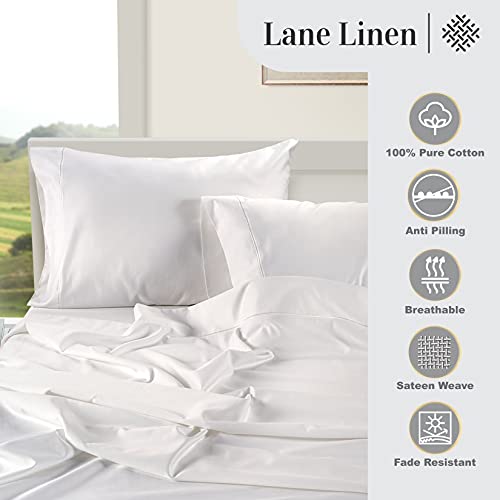100% Egyptian Cotton Bed Sheets - 1000 Thread Count Queen Set, Sateen Weave, Deep Pocket, White W44137