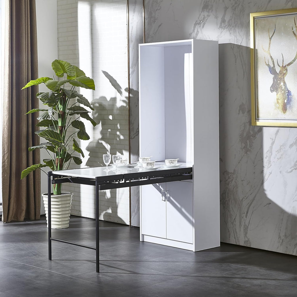 Wall Mounted Fold Out Desk with Storage, White C725