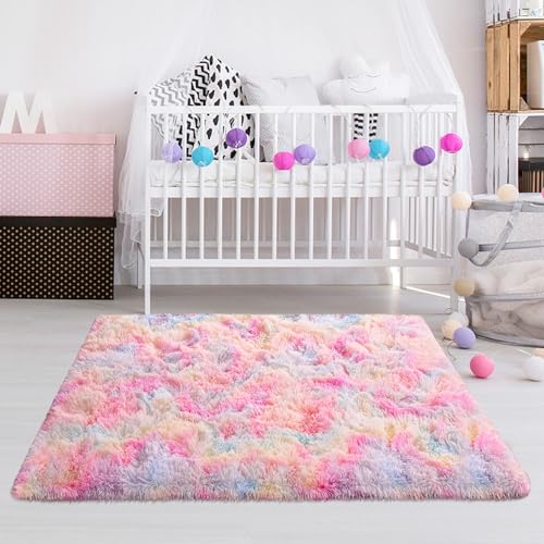Fluffy Plush Area Rug 5x8 for Girls Bedroom H808