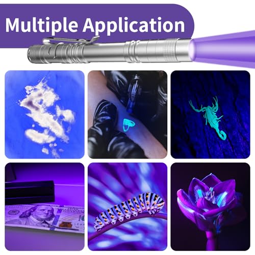 UV Black Light Flashlights 4 Pack, 395nm Mini Pen Lights with Clip G951